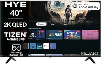 HYE TV - Smart TV, 40" Screen Size, 2K Resolution, QLED Technology, Apple AirPlay, Samsung Tizen OS & Gaming Hub, Versatile Connectivity, Black, Perfect For Streaming, Gaming & Entertainment