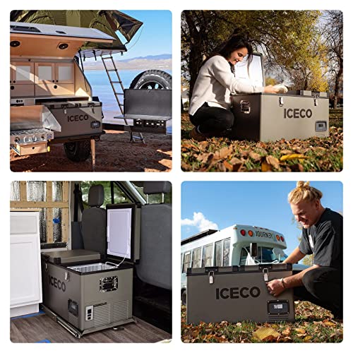 ICECO VL60 Portable Refrigerator, Dual Zone Freezer Fridge, 12v Cooler, Platinum Compact Refrigerator, 60Liters, DC 12/24 V, AC 110-240V, 0℉~50℉, Home and Car Use, for Van, Truck, Outdoor, Camping - Image 9