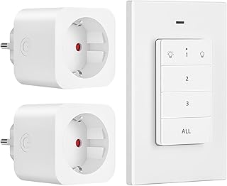 DEWENWILS Funksteckdosen mit Fernbedienung, Plug-In Ein/Aus Funk-Wandschalter, funksteckdosen set,3680W, Erweiterbarer Lichtschalter für Feiertagsdeko, 30M Reichweite,Vorprogrammiert, Weiß