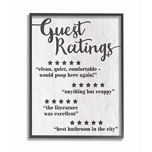 Stupell Industries Five Star Bathroom Funny Word White Wood Textured