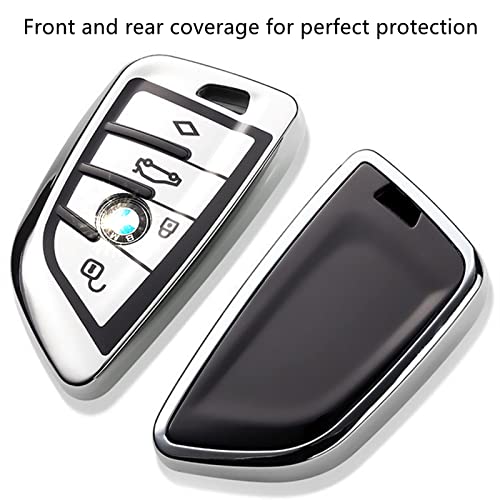 Image of Creativity For BMW X5 Key cover and Key chain accessories (Pink set) | Advanced soft TPU key box is compatible with F30 F45 F55 G20 G30 X1 X3 X4 X5 X6 X7 3 5 6 7 8 M5 M6 GT series smart key