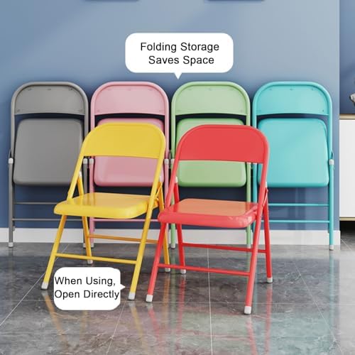 Portable Metal Folding Chairs 2 Pack - Steel Frame Foldable Chairs for Indoor Events, Office, Wedding - Multicolor (Pink, Size: 1 Handful)