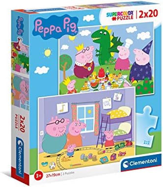 Clementoni Peppa Pig Supercolor Pig-2×20 (2 20 pezzi) -Made in Italy, puzzle bambini 3 anni+, Multicolore, 24778
