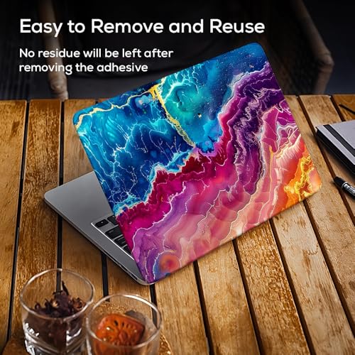 Image of Marbel D14 Top+Wrist Pad Vinyl Laptop Skin /Sticker /Cover for 14 Inches Laptops Laminated-Removable-HD Quality Compatible for Hp-Dell-Sony-Lenovo-Asus etc.(13.8x9.6 Inches)