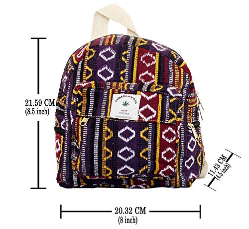 Eco Friendly Set Of Mini Backpack + Pen Case + Coin Purse Hemp University Light Weight Backpack For Girl (Purple) #TOP4