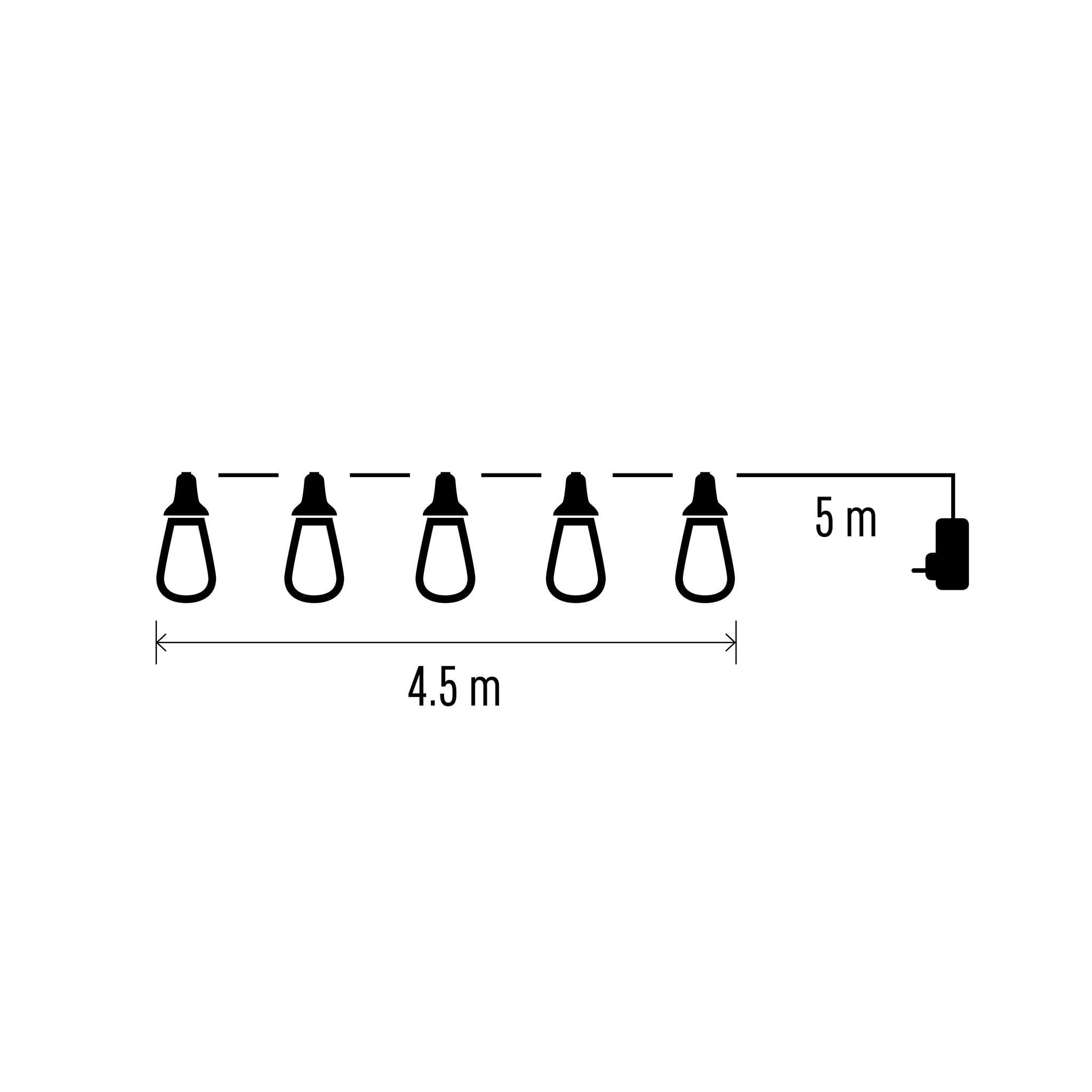 EMOS LED-Lichterkette extra warmweiß für Innen und Außen, 4,5m lange Partylichterkette mit 10 LED-Vintage-Lampen, 5m Anschlusskabel mit Netzteil, IP44 für Partys, Weihnachten, Deko, flackerndes Licht