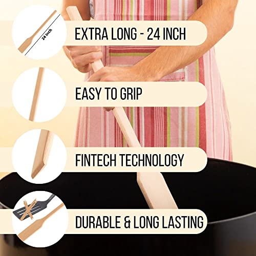 Mr. Woodware Extra Long Wooden Spatula - 24 Inch Large Beech Wood Stirring Paddle Spoon For Cooking, Mixing, Brewing In Big Stock Pots - Kitchen Heavy Duty Utensils, Long-Handled Flat Stir Paddles #TOP4