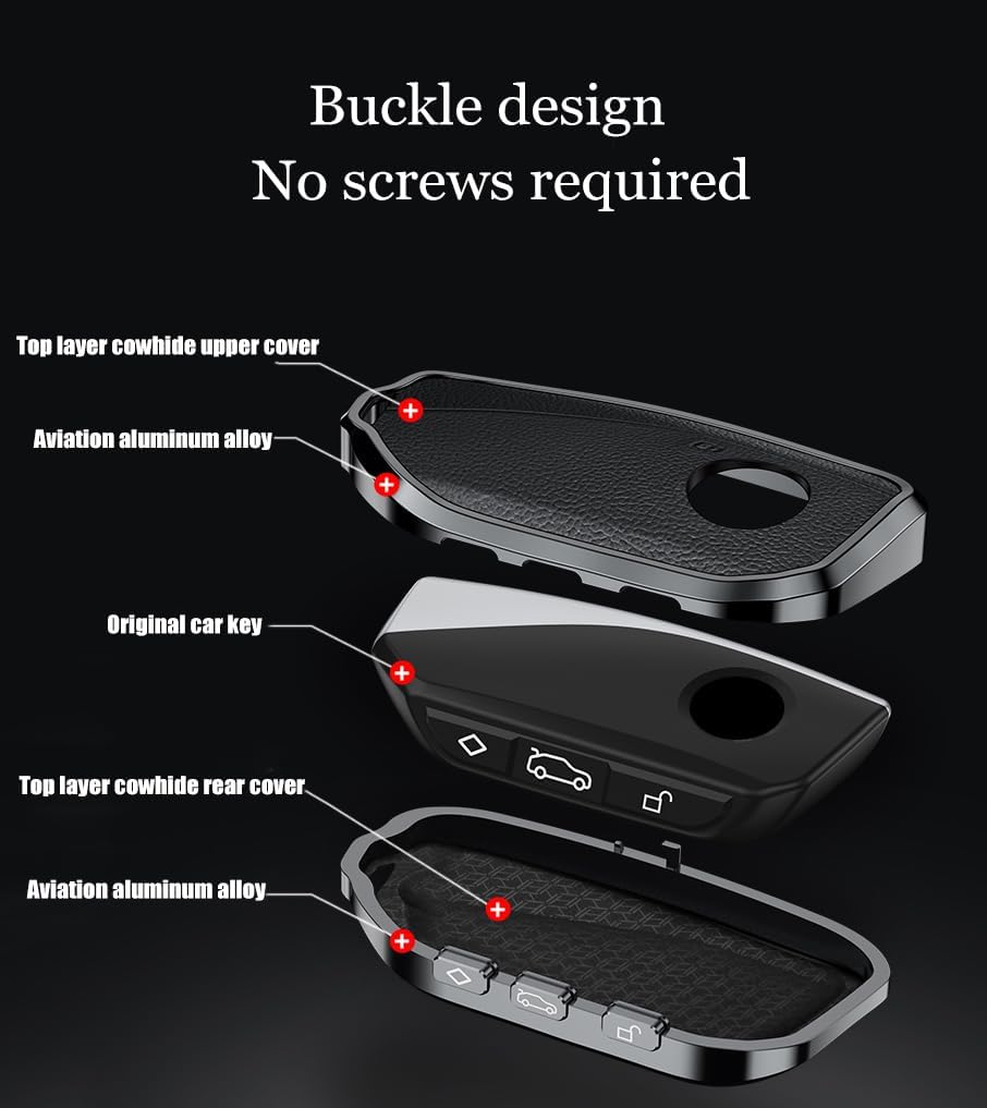 Funda para Llave de Coche para BMW 7 Series X5/X7/735Li/740Li/i7 X1 5 Series X6 2023-,Funda de Cuero TPU para Llave de Coche,Carcasa de protección Completa,D-Blue-4