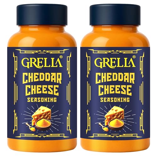 Image of Grella Cheddar Cheese Powder Seasoning | 125 gms x 2 | cheese powder for Popcorn, Nachos, Pasta, Fries, Dips and other snacks | Cheddar Cheese (Pack of