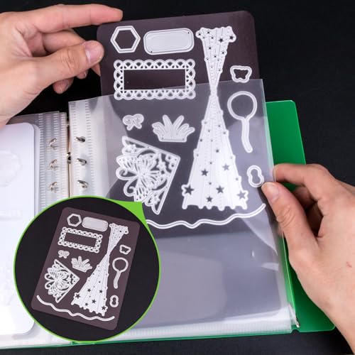 Image of UNIMEIX 24 Pcs Magnetic Sheets for Die Storage with Pink and Green Binder Covers, Stamp and Die Storage Pockets Storage for Card Making Supplies(0.8 mm Thickness)