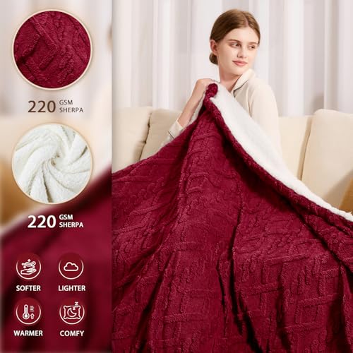 JKMAX Heated Electric Blanket Queen Size-84"x90" Heating Blanket with 10 Heating Levels & 5 Time Settings Over-Heat Protection,Winter Warmer for Adults with ETL Certification(Red)