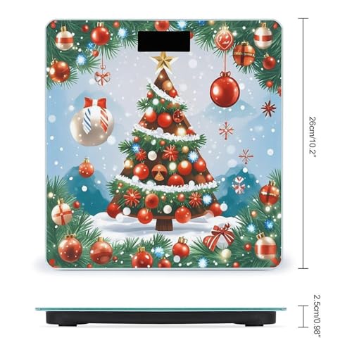 Báscula digital para baño Red Christmas Tree con pantalla LCD miniatura 2