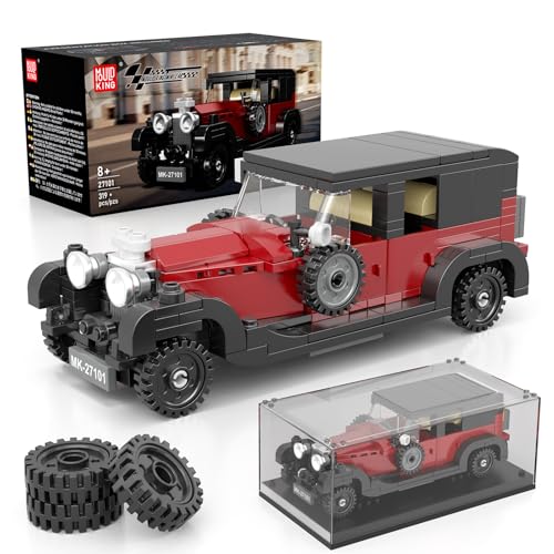Mould King 27101 Tech Speed Champion - Bloques de construcción de coche clásico (8 litros, juego de bloques de sujeción, para coche, con vitrina acrílica, 319 piezas)