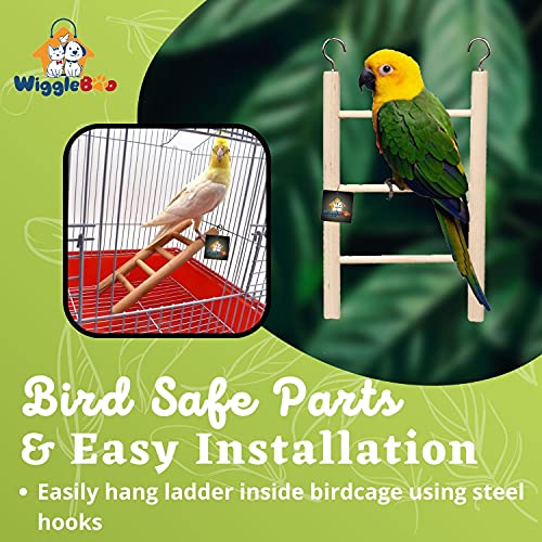Image of Natural Wooden Ladder Bird Toy | Climbing, Exercise & Fun | for Small & Medium Birds (3 Step)