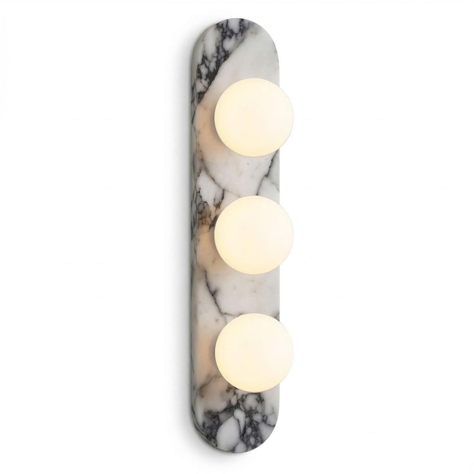 KHUKHU Natural Marble Wall Sconces, 3-Light Alabaster Light, Hardwired Wall Light Fixtures, Modern Wall Mount Wall Lights for Dining Room Stairs Bedroom(50cm)