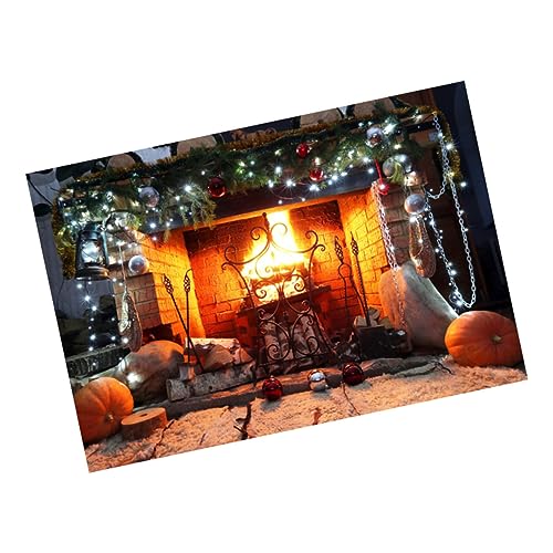 Decoración navideña Natal de chimenea con fondo de tela para fotos familiares