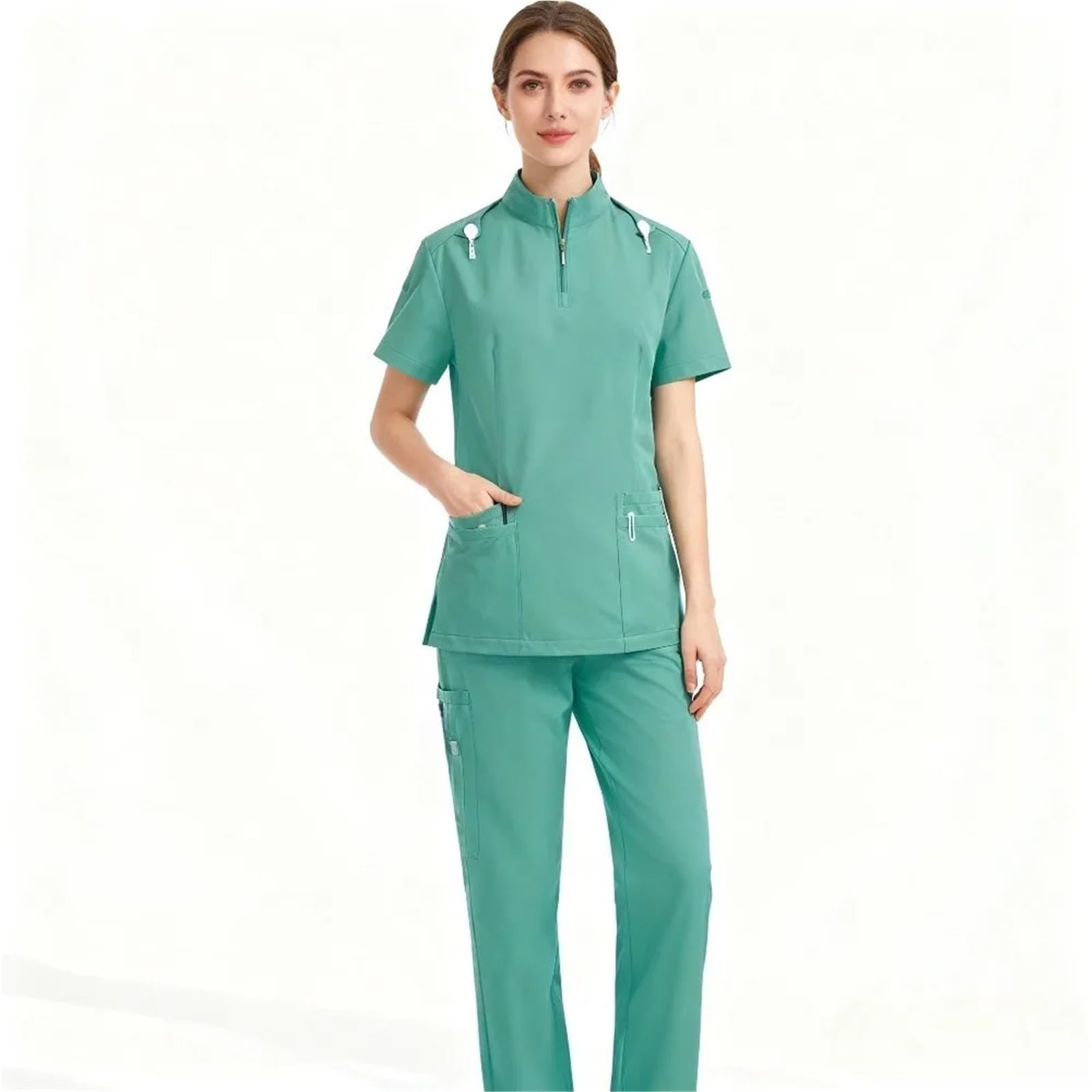 Uniformes Sanitarios Mujer Uniforme de Enfermera Servicio estándar: Conjunto Uniformes médicos Esenciales for Uso Diario en hospitales y clínicas | Grass green,L