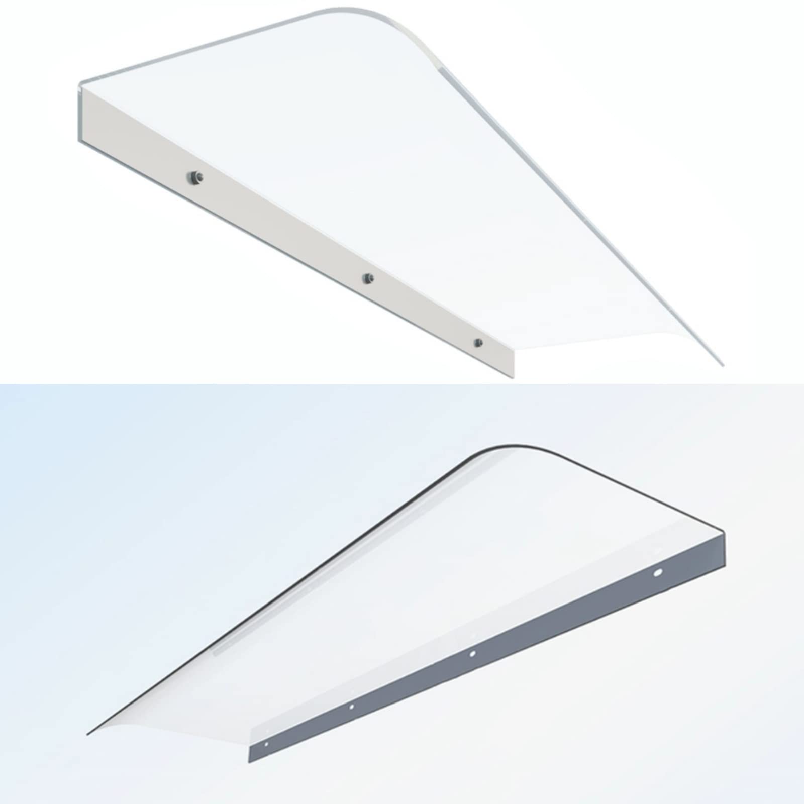 Polycarbonat-Vordach für Haustür,Transparentes Pultbogenvordach,Türvordach,UV-Beständiger Überdachung Haustür,3,5mm Dick Pultvordach,für Garage Balkon Fenster Haus (50x120cm/19.6"x47")