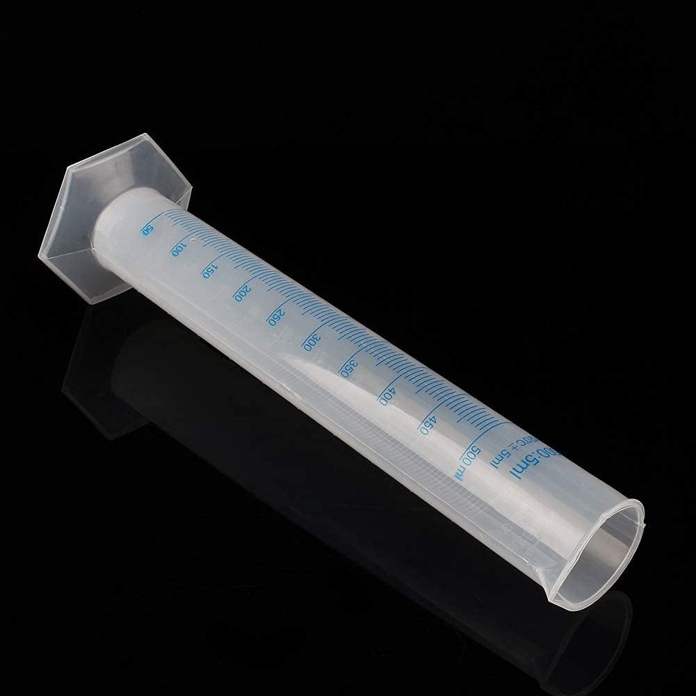 Cylindres de mesure, cylindre gradué en plastique de 500 ml avec bec verseur, tube de liquide d'essai en laboratoire transparent pour les projets scientifiques, fournitures de