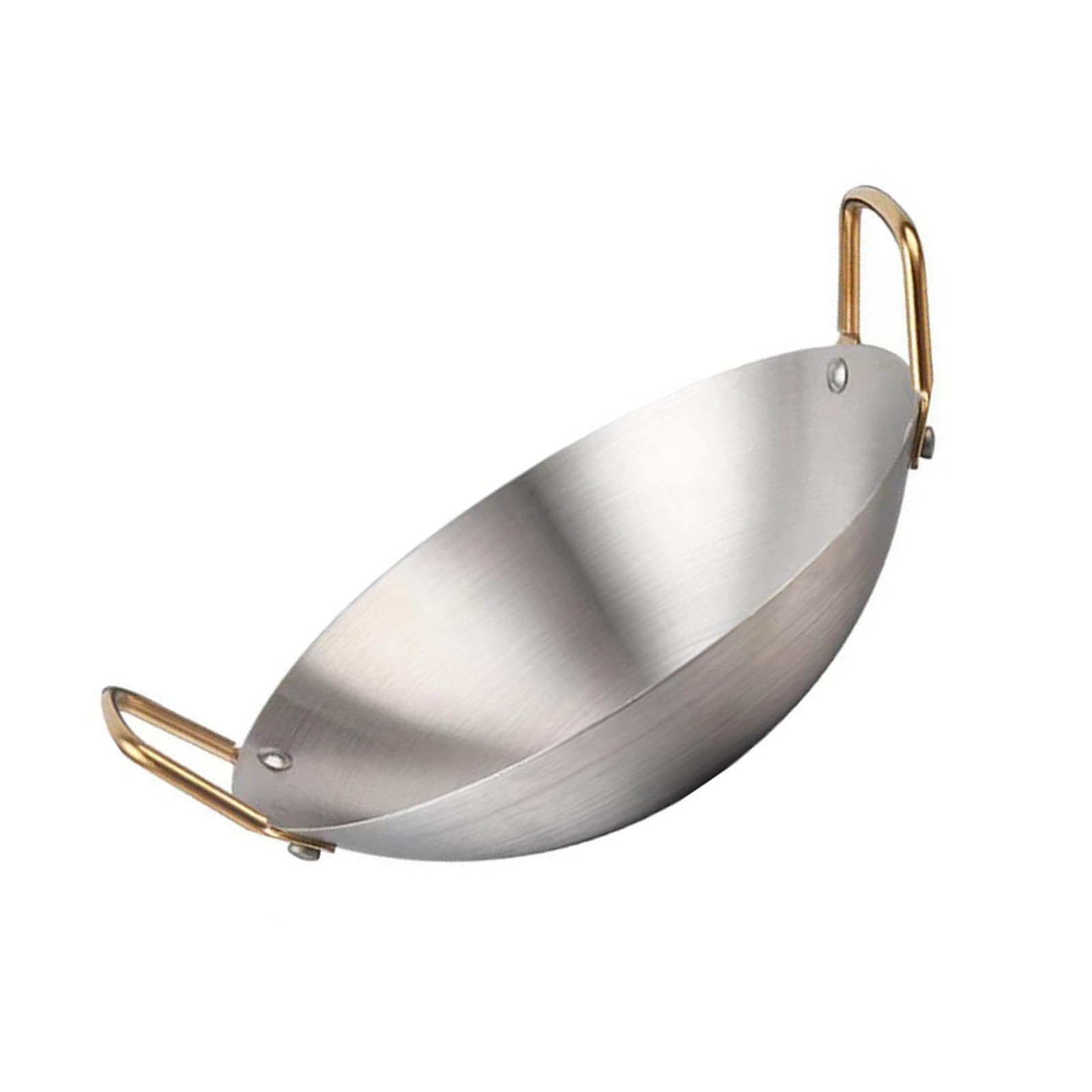 Hsyzygian Modern Stainless Steel Wok Pan with Ergonomic Double Handle Multipurpose Skillets for Vegetables Frying Steaming Frying Pan