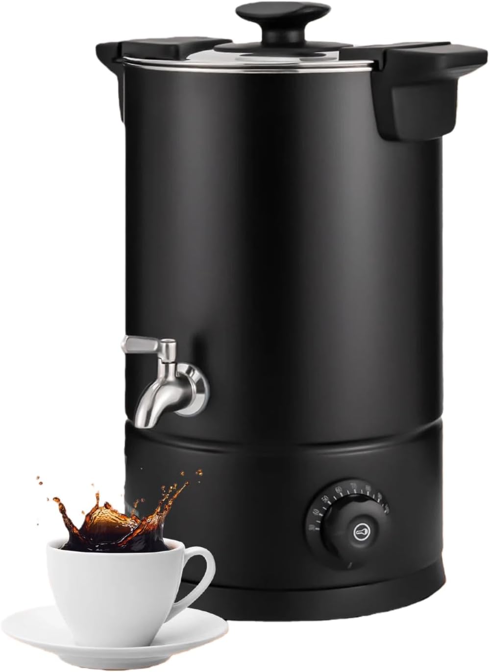 Commercial Coffee Urn,8 L Stainless Steel Percolate Coffee Pot W/Faucet, 1kw Hot Drink Dispenser + Double-Layer Barrel Wall, Adjustable Temperature 86-230°F For Tea, Hot Chocolate & Coffee.