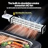 Parrilla eléctrica sin humo X&E, 1500W, bandeja y rejilla antiadherentes extraíbles, temperatura ajustable hasta 450°F, calentamiento rápido, apta para lavavajillas, ideal para carnes, pescados y verduras, sirve para 5 personas 5