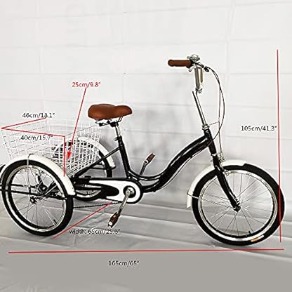 20 Zoll Dreirad Für Erwachsene 3 Räder Fahrrad Mit Einkaufskorb Single Speed Erwachsenen Dreirad Tricycle Schwarz Für ältere Menschen – Bild 5