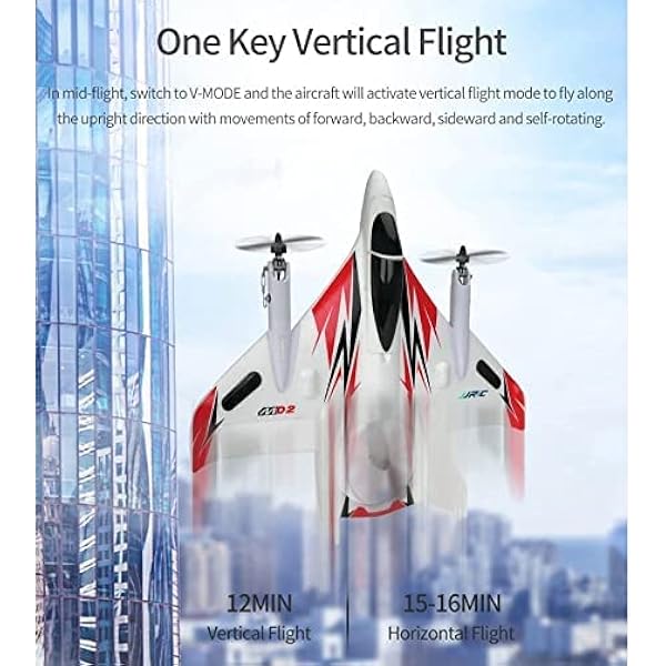 RC flygplan, 2.4 GHz Brushless vertikal lansering och landning plan med fjärrkontroll, justerbar roder, Brushless lätt att flyga RTF skum RC flygplan
