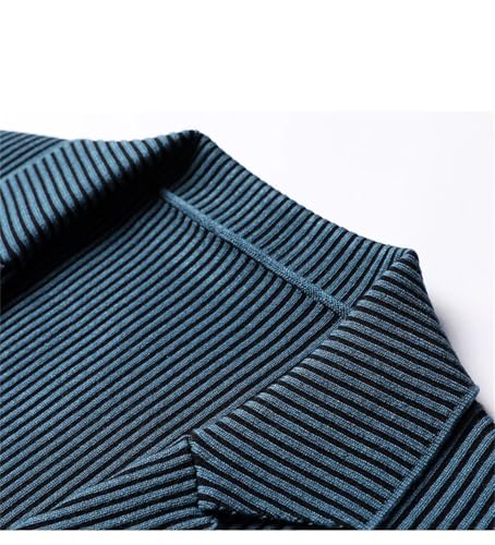 Fashion Slim Fit Blazer Jacket Elegant Knitted Suit Striped Men Sweaters Coat Casual Mens Clothes4
