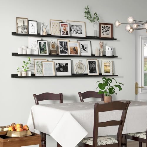 Image of Genuine Decor 72 Inch Black Long Floating Wall Shelf, Extra Large Wall Shelf