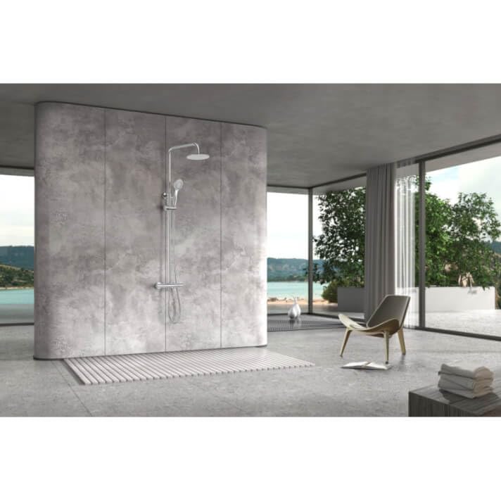MICE - Columna de ducha con Rociador, Mango de Ducha - Conjunto Barra de ducha extensible - duchas para exterior/interior fabricado en acero inoxidable S.304. Termostatico BTK017/AC