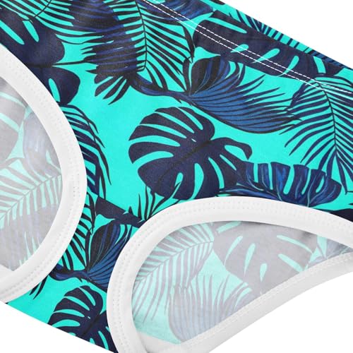 Girls Underwear Toddlers 2t Cotton Little Girl Panties Animal Briefs Underpants Dark Blue Monstera Palm Leaves4