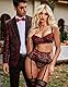 Avidlove Sexy Strapsen Damen Dessous Unterwäsche Set Babydoll Spitze BH und Slip Reizwäsche Flirty Lingerie Push up BH Panty Strumpfhalter für Frauen Weinrot M