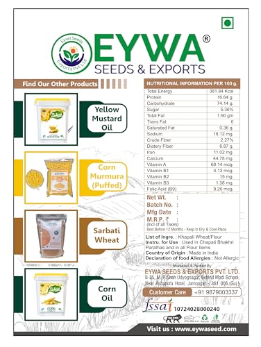 Image of Eywa Seeds & Exports Pvt Ltd Organic Khapli Wheat Flours (1 Kgs) For Eating And Cookings|Khapli Gehu Atta |High Dietary Fiber For Easy Digestion Produce Of India From Organic Farms