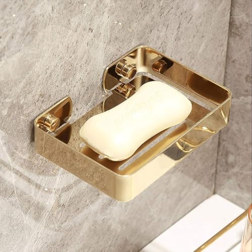 Image of Pixaflo Stainless Steel 304 Grade Bathroom Soap Holder /Soap Stand /Soap Dish | Wall-Mounted | Durable | Anti-Rust | Sleek Black Finish | Bathroom Accessories | Golden