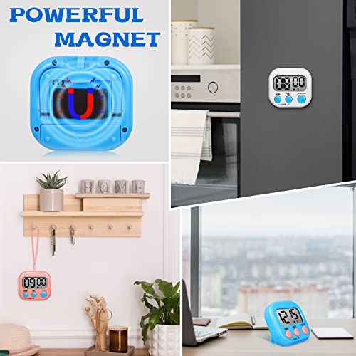 6 Pack Small Digital Kitchen Timer Classroom Timers For Kids, Kitchen Timer For Cooking With 6 Pieces Lanyard Magnetic Back And On/Off Switch Second Minute Count Up Countdown, Multicolored #TOP2