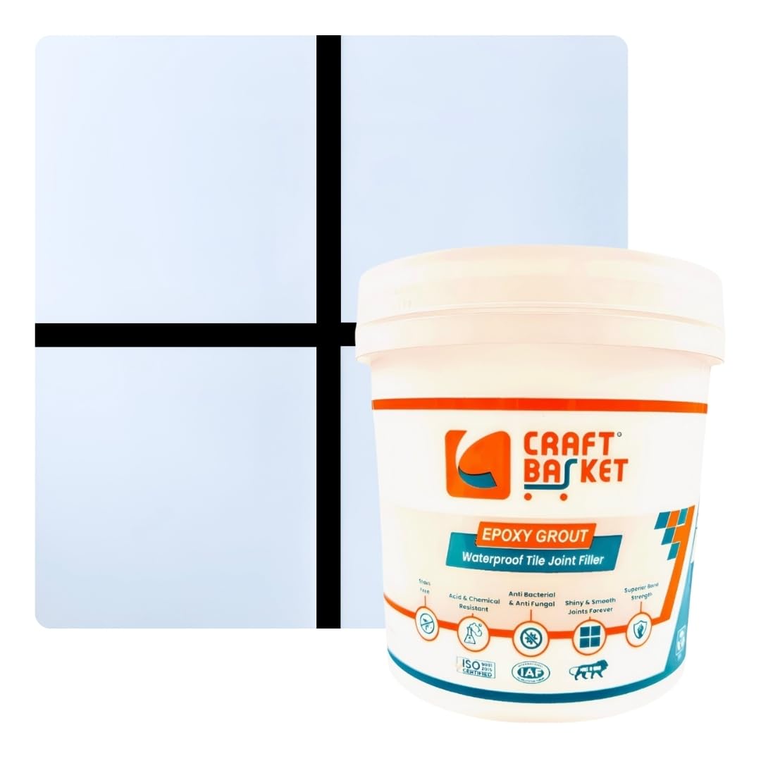 CRAFT BASKET® PREMIUM EPOXY GROUT FOR TILES (20 COLOURS)(ALL PACKS:100 g,250 g,500 g,1 kg,2 kg,3 kg,5 kg) Waterproof,Tiles Gap Filler, Epoxy Grout (Black, 250 g)-image-0
