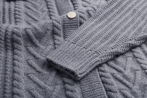 Image of CHARTOU Women Winter Thick Cardigan Lapel Collar Button Down Chunky Knit Coatigan Sweater Jacket