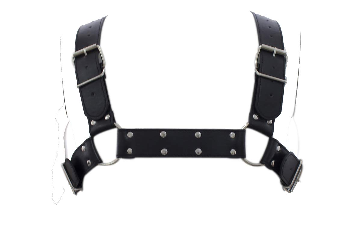 Hot Dream Men's Black 2 Adjustable Leather Body Chest Harness Belt Gay Interest Buckles Clubwear Costume Black (Black 2)