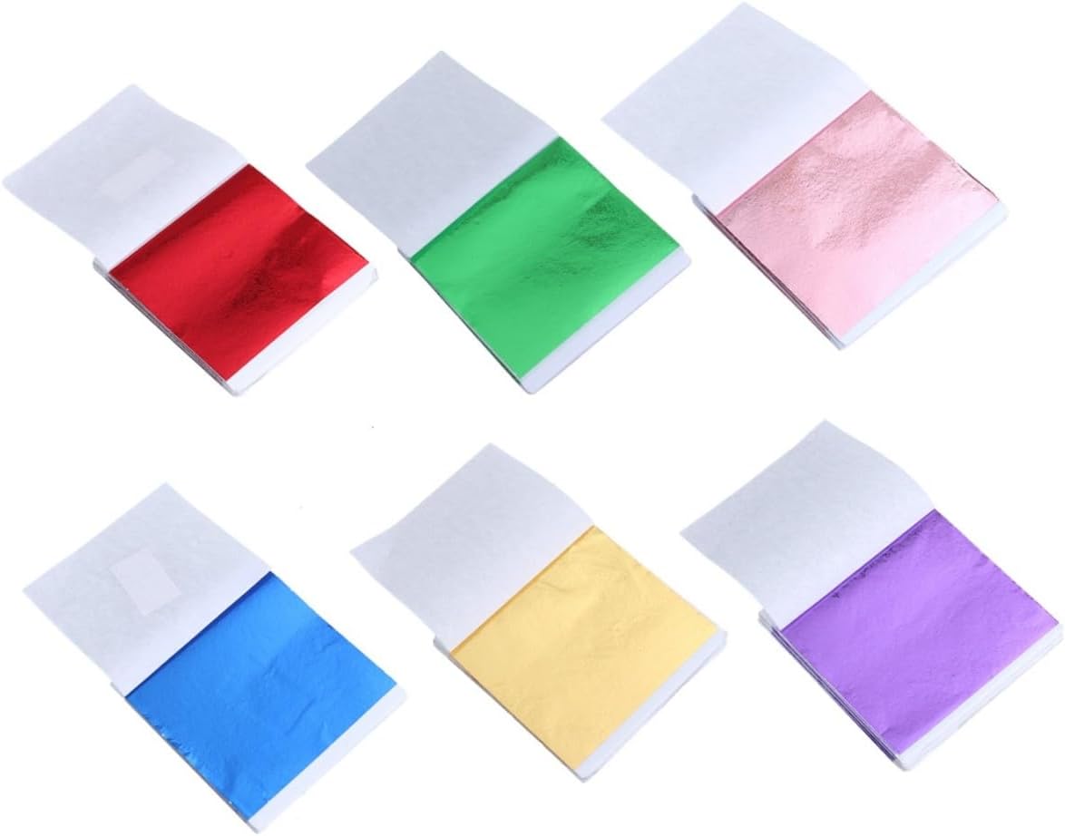 CIMAXIC 300pcs Art Foil Paper Green Gold Imitation Leaf Sheets for Home Decor Crafts
