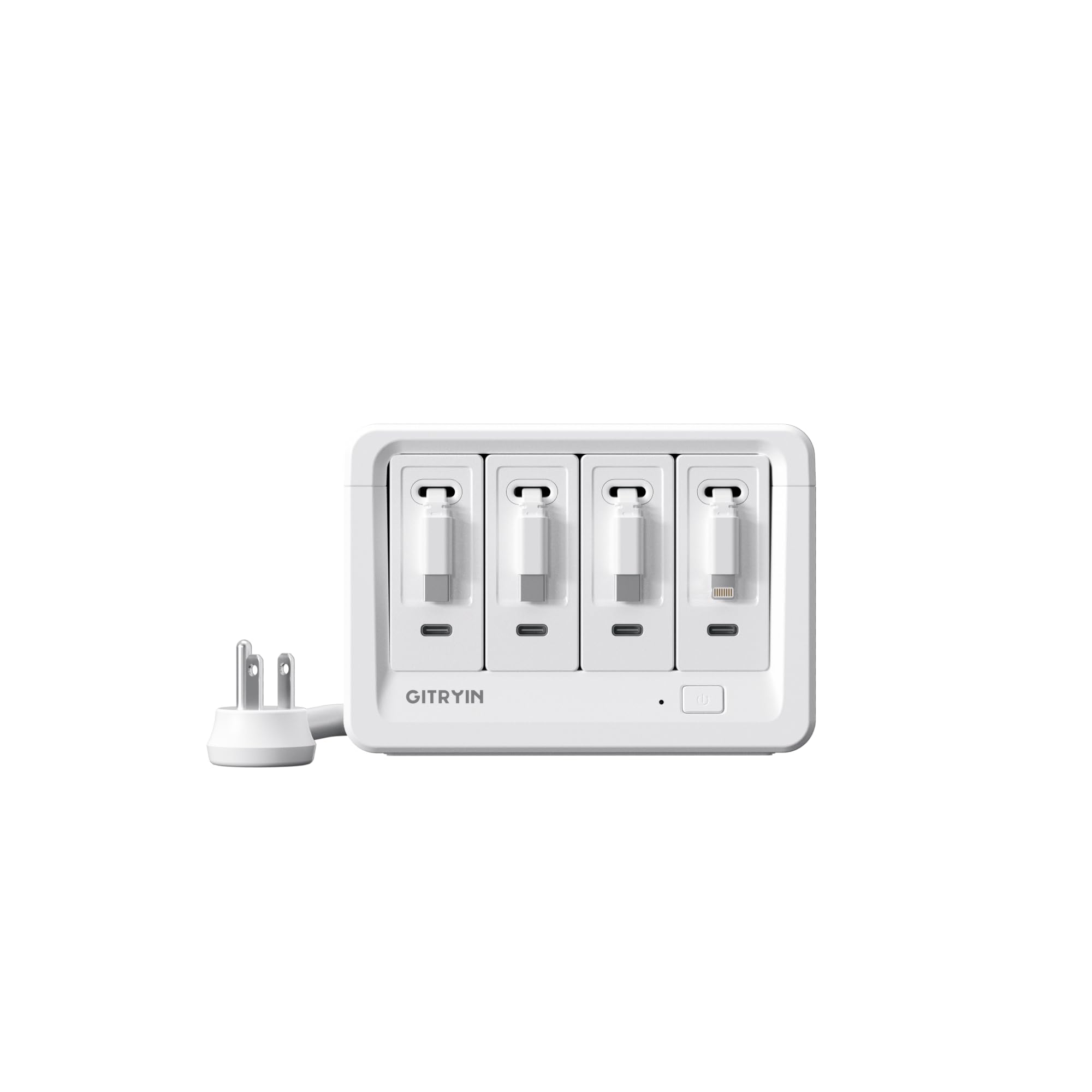 Gitryin 1 Lightning 3 Type-C Retractable Wall Chargers and 8-in-1 Desktop Charging Station