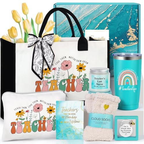 Teacher Appreciation Gifts, Best Teacher Christmas Gifts Birthday Gift Tote Bags for Women, Unique...