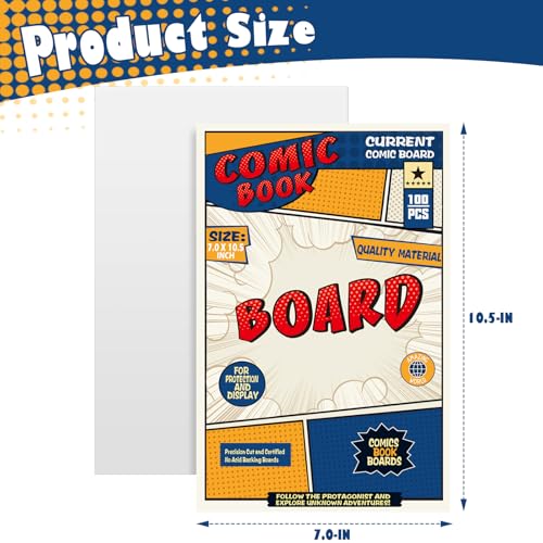 Image of Leffis 200 Comic Book Boards, Current Size Comic Boards Thick and Durable Regular Comic Book Backing Boards and Reusable Comic Boards for Regular Comics Boards 200PCS
