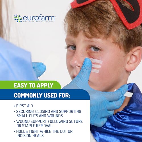 Image of 1 /2 x 4 in- Skin Closure, Reinforced Sterile Suture Strips Hypoallergenic,Safe Suture Strips,Round Ends,Easy to Apply(24 Strips per Bag)