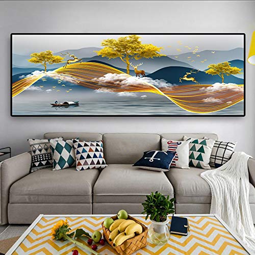 Toile paysage abstrait montagne cerf impression haute définition œuvre d'art salon