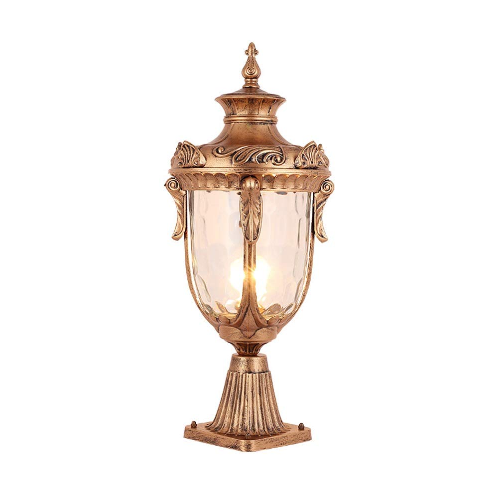 GTHTUHFD Post Cap Lights With Water Ripple Glass Shade European Deck Fence Lighting, Street Lamp For Yard Garden Path Decoration,Height:20.9inch/53cm