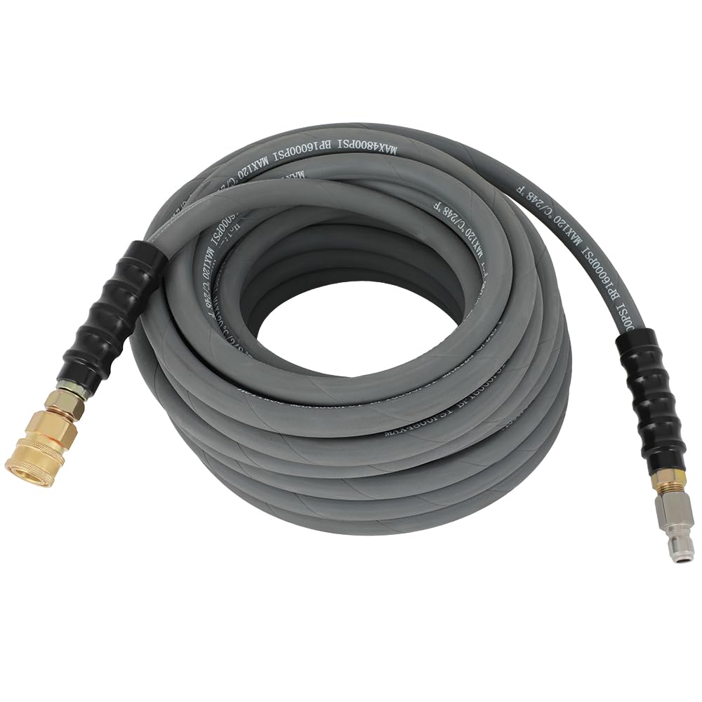 Aintier Higher pressure Washer Hose 50ft 3200 PSI Gray With Couplers Non-Marking