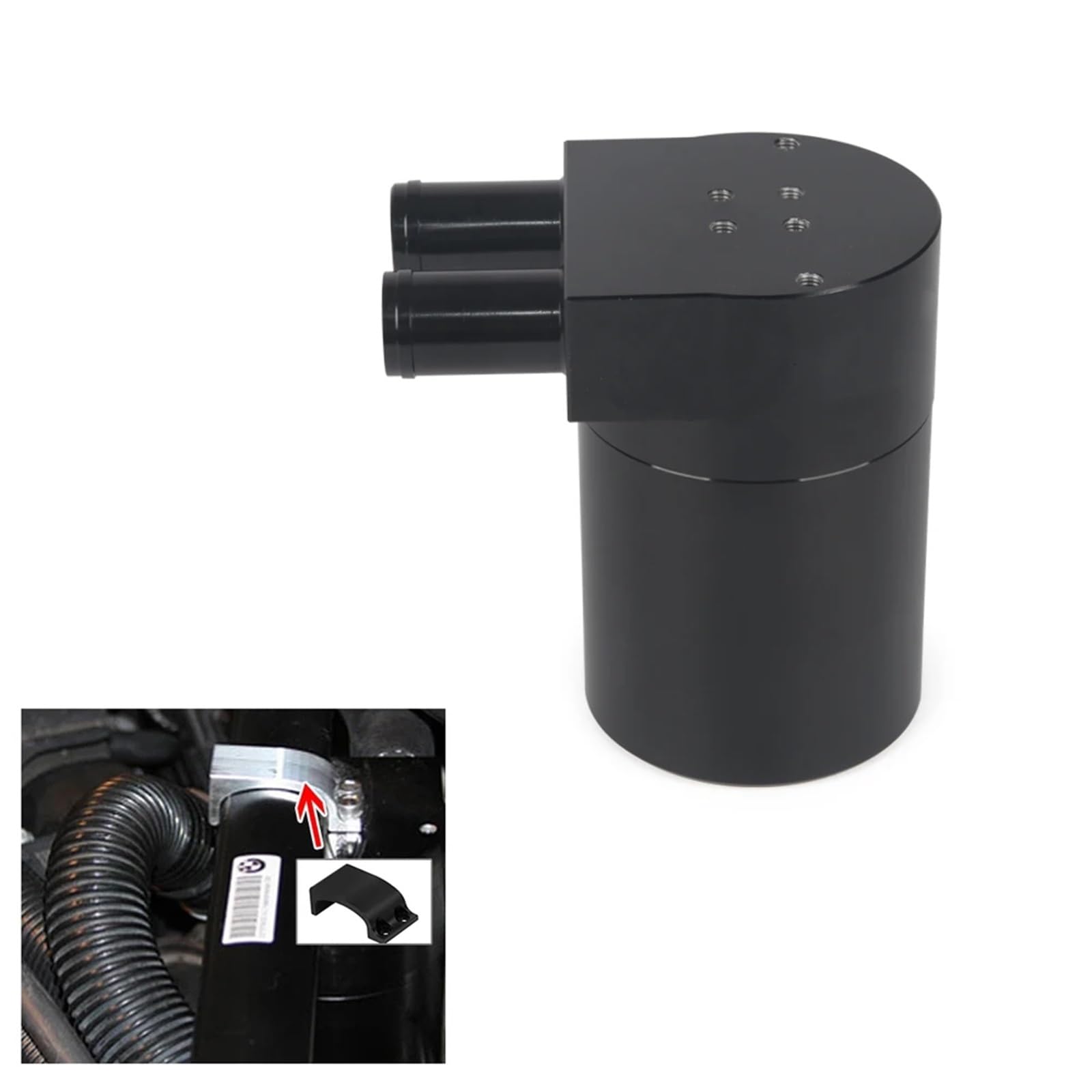 Zbiornik ze stopu aluminium, zbiornik na olej, pasuje do BMW N54 335 E90 E91 Touring E92 Coupe E60 E93, czarny/srebrny Zestaw zbiornika rozprężnego(Silver)