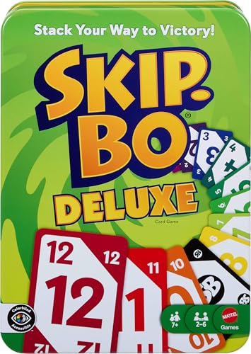 Mattel Games Skip-Bo Deluxe Card Game Tin Ages 7+ Players 2-6