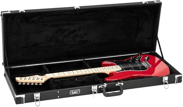 Bonnlo Electric Guitar Square Hard Case for Standard Guitars Lockable Acoustic Guitar Case Hardshell Microgroove Flat